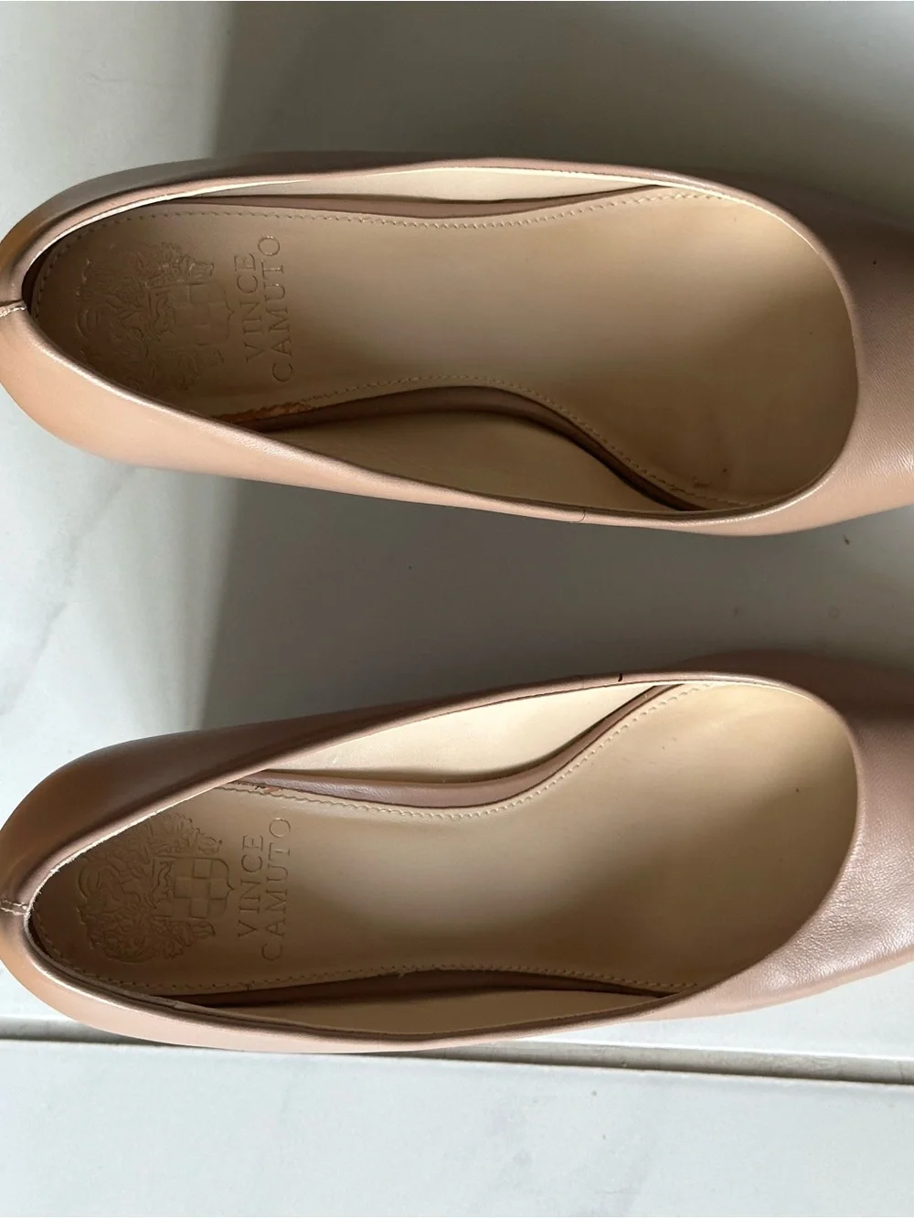 Vince Camuto Taupe Leather Wedge Heels